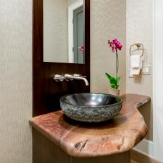Bathroom Vessel Sink and Wood Counter