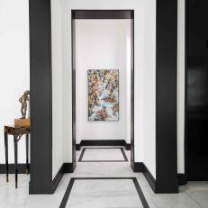 Black-and-White Hall With Contemporary Art