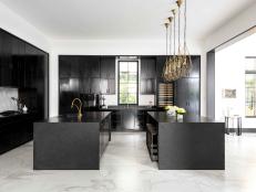Contemporary, Open Black-and-White Kitchen 