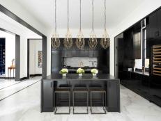 Contemporary Black-and-White Kitchen With Open Floor Plan