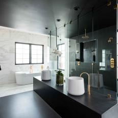 Contemporary, Black-and-White Master Bathroom