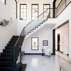 Open and Bright Entryway is Classic Black and White