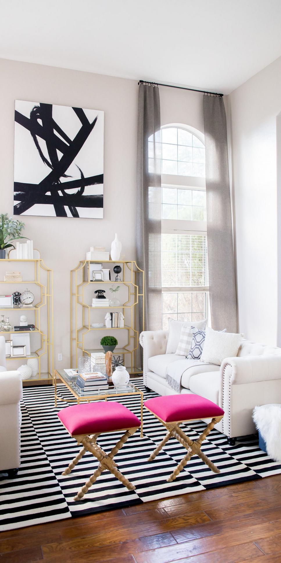 Curtains Hung High Add Drama to Living Room HGTV