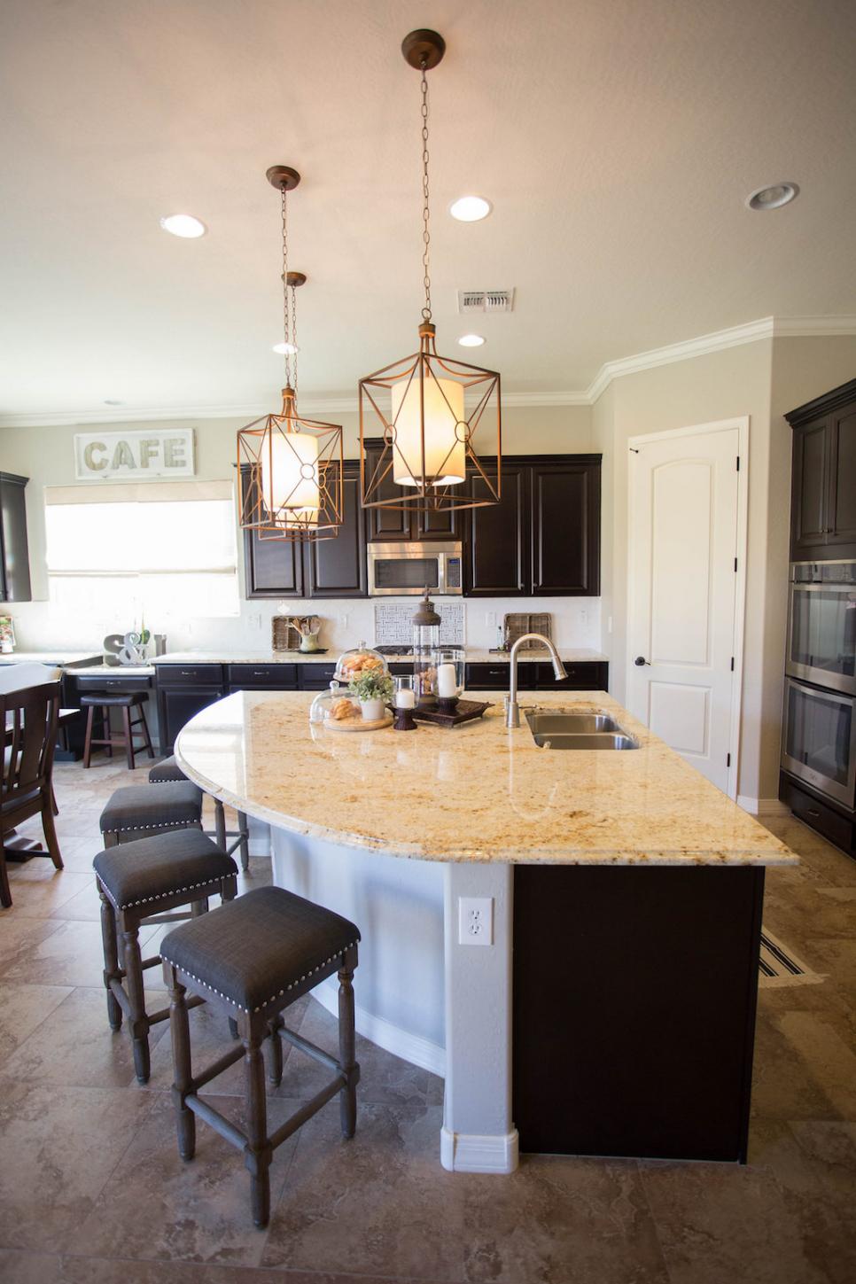 Curved Island  Adds Seating in Kitchen  HGTV