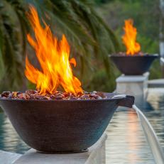 Fire and Water Bowls Accent Pool's Vanishing Edge