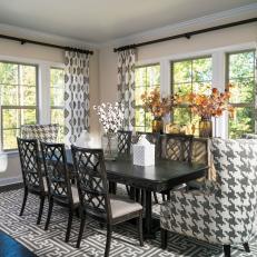 Fall Dining Room Design with Cotton Bowls and Autumn Leaves  