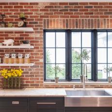 Exposed Brick and Modern Details Create Fresh, New Kitchen