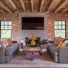 Exposed Brick in Stylish Living Room