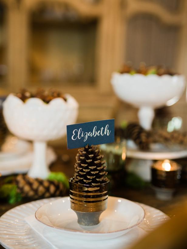 Rustic Pinecone Placecard Holder