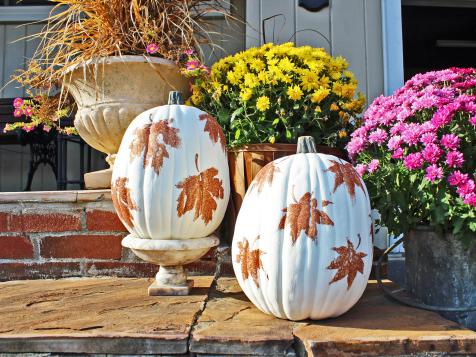 Easily Glam Up Your Fall Decorations With These Glittering Leaf Pumpkins