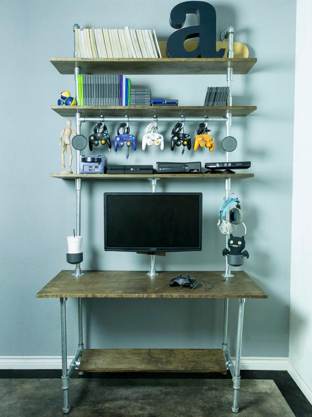 Create a video game station with all the necessary conveniences.