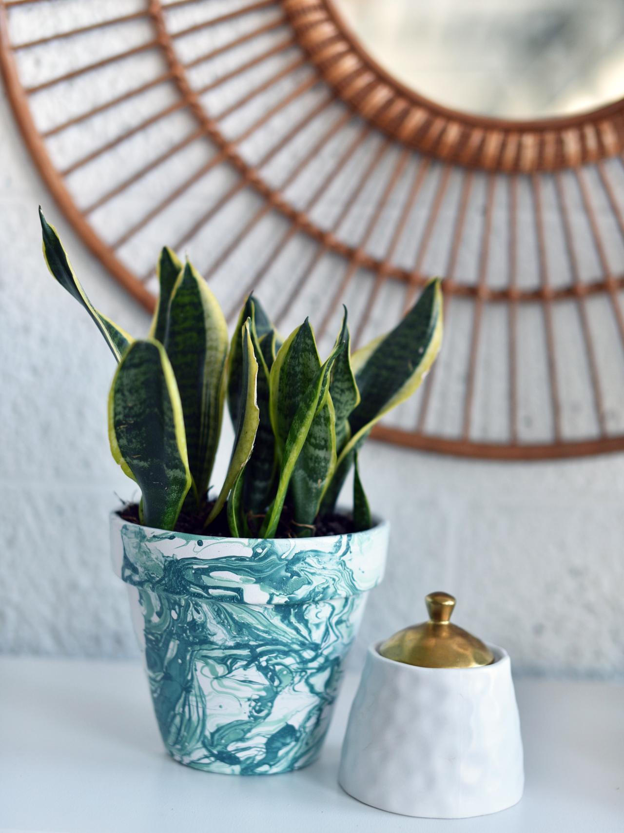 DIY Bright, Marbled Pots Using Nail Polish | HGTV's Decorating & Design  Blog | HGTV