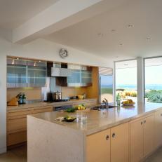 Neutral Open Plan Kitchen With Beach View