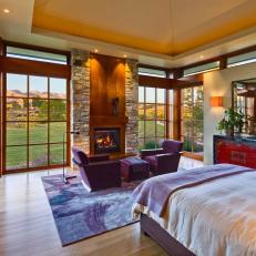 Contemporary Bedroom With Purple Chairs