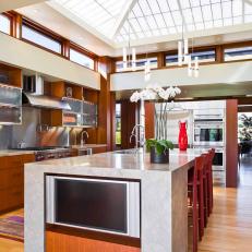 Contemporary Chef Kitchen With Vaulted Ceiling