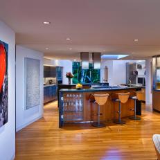 Modern Art Adds Color to Sleek Kitchen Design