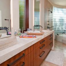 Double Vanity Master Bathroom is Neutral, Transitional 