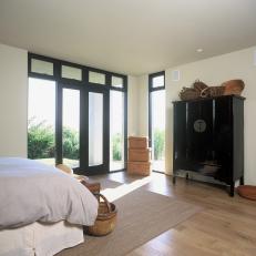 Asian Bedroom With Black Cabinet