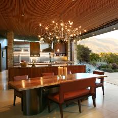Open Concept Contemporary Dining Room With Mountain View