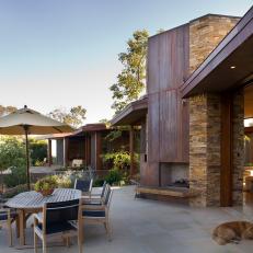 Patio With Copper Fireplace