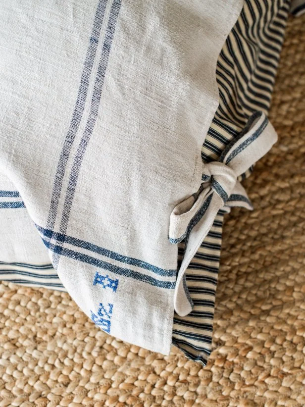Make these ties for the pillow cover or skip this step of the project and opt for ribbons.