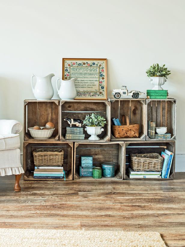 Upcycle Wood Crates Into A Rustic, Diy Crate Shelving Unit