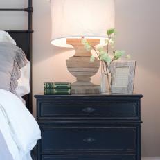 Black Master Bedroom Nightstand With Wood Table Lamp
