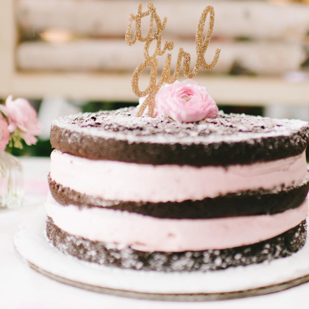 pretty in pink baby shower cakes