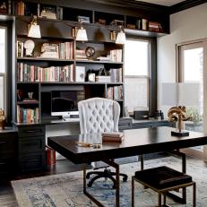 Traditional Home Office With Gray Rug