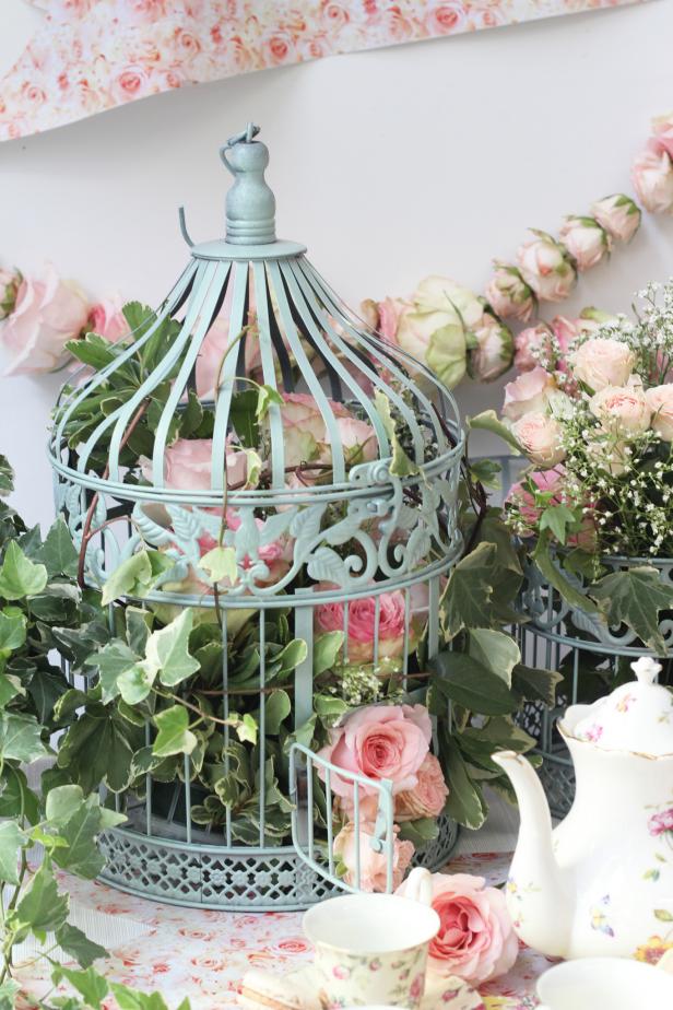 Rose/Floral Filled Birdcage Decoration