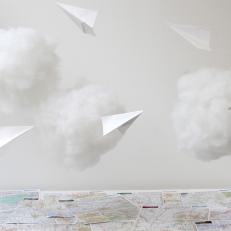 DIY Hanging Clouds - Travel Themed Baby Shower Decorations