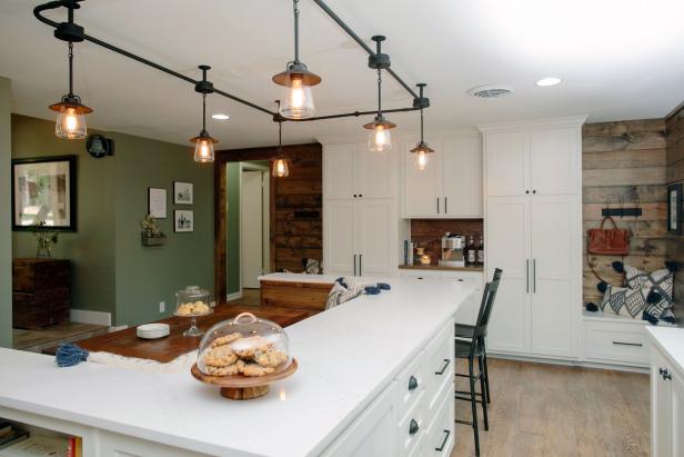 Industrial Track Lighting Over Eat In, Track Lighting Above Kitchen Island
