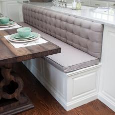 Tufted Kitchen Banquette and Rustic Table