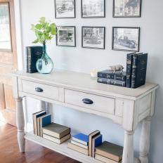 White Cottage Console Table With Vintage Photos