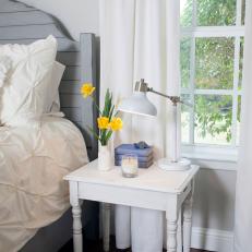 White Cottage Nightstand With Daffodils