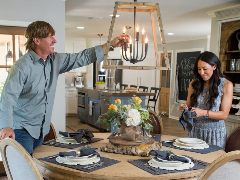 Hosts Chip and Joanna Gaines stage the newly renovated Severns home, as seen on Fixer Upper. (Action)