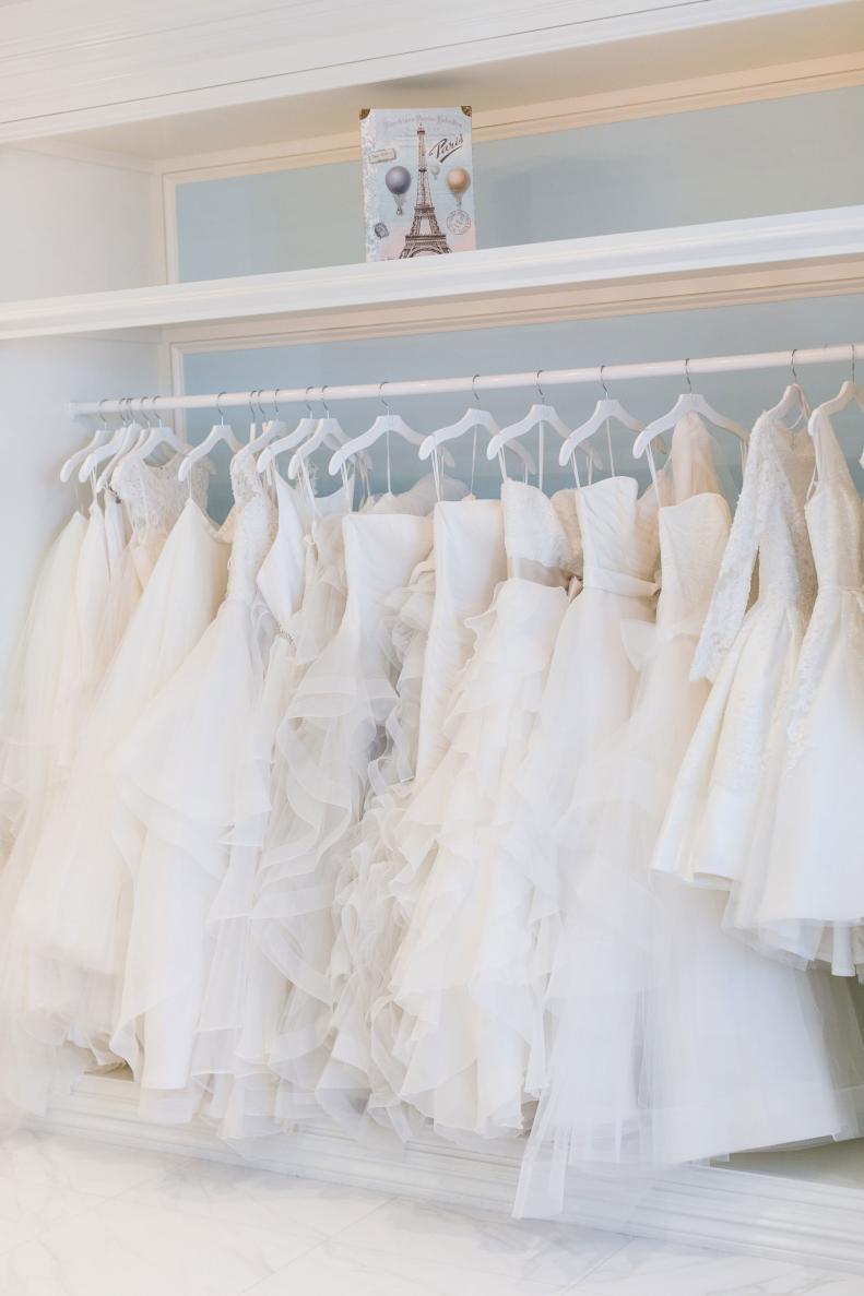 Rack of White Wedding Dresses