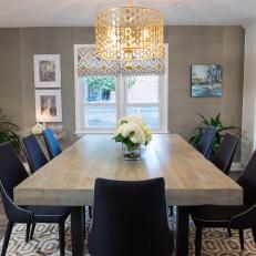 Contemporary Dining Room With Slim Black Slipper Chairs