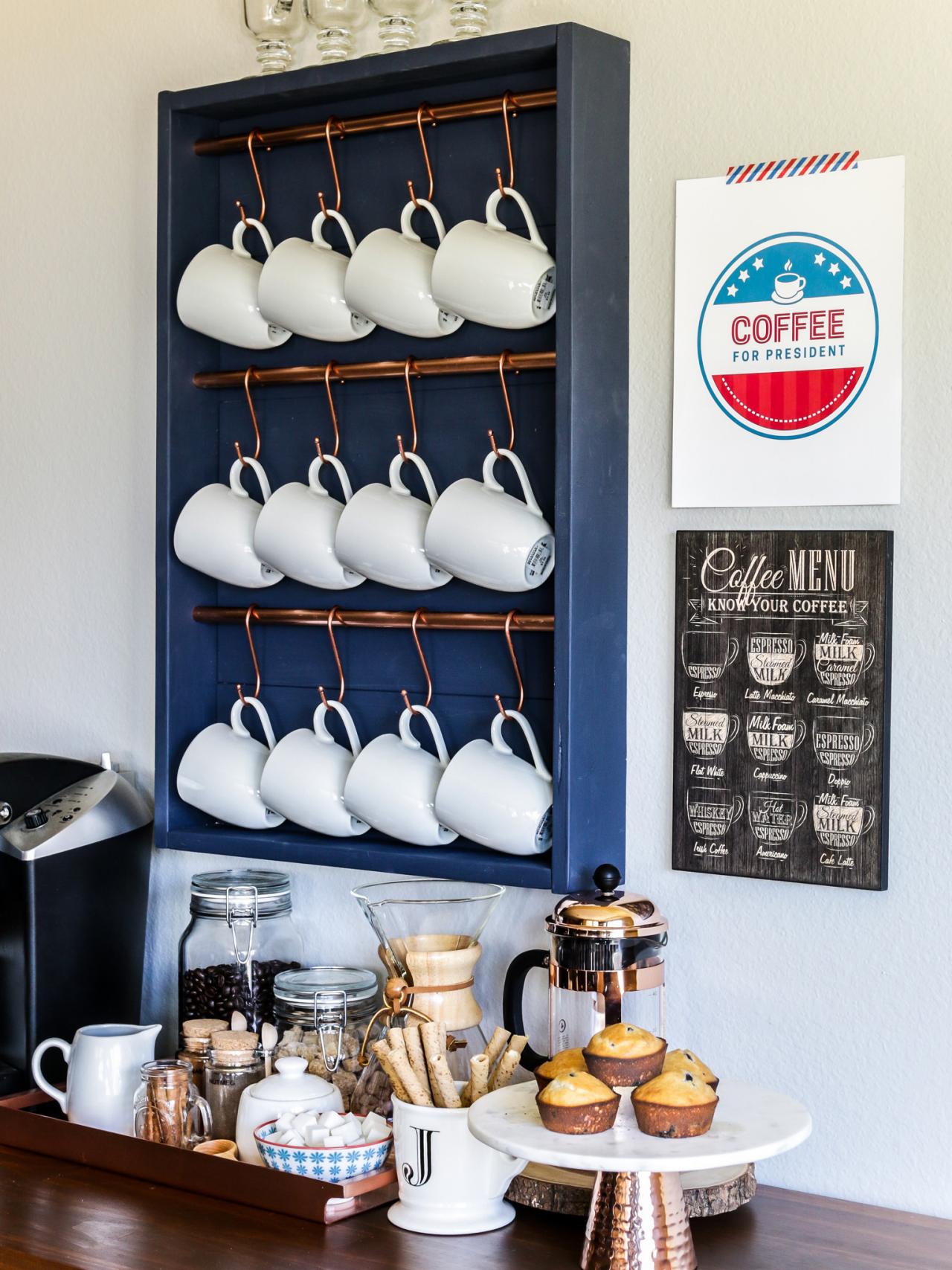 Space-Saving Mini Coffee Bar Sign and Organizer