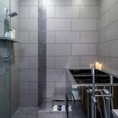 Gray Modern Walk-In Shower and Tub