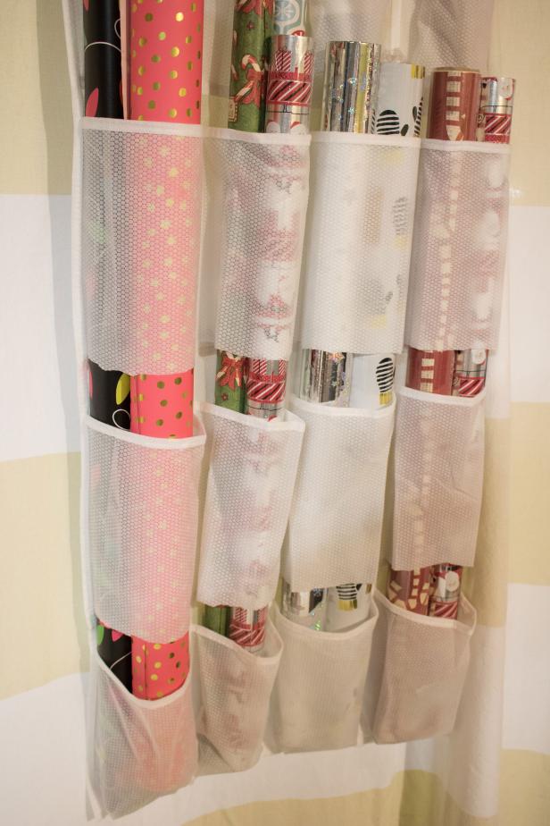 DIY Back-Of-Door Wrapping Paper Storage