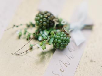 Boutonniere Made From Fresh Green Berries and Twigs