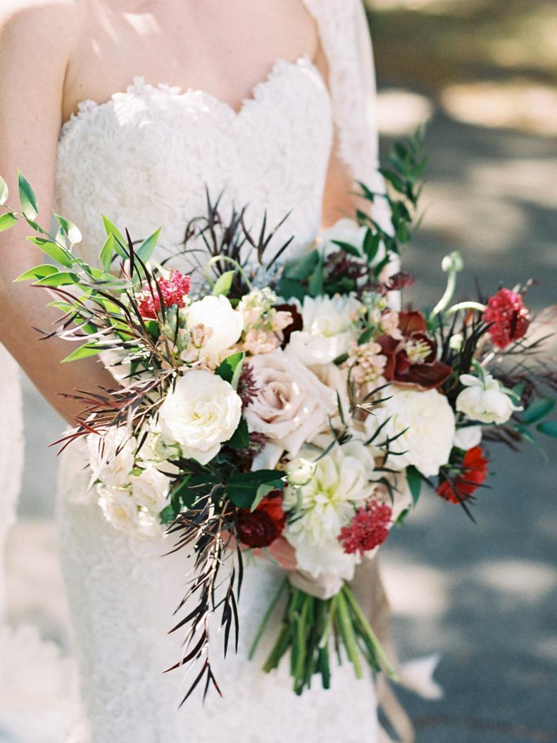 Lush Bridal Bouquet Filled With Pink and Deep Red Roses