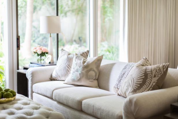 White Sofa With Pillows | HGTV