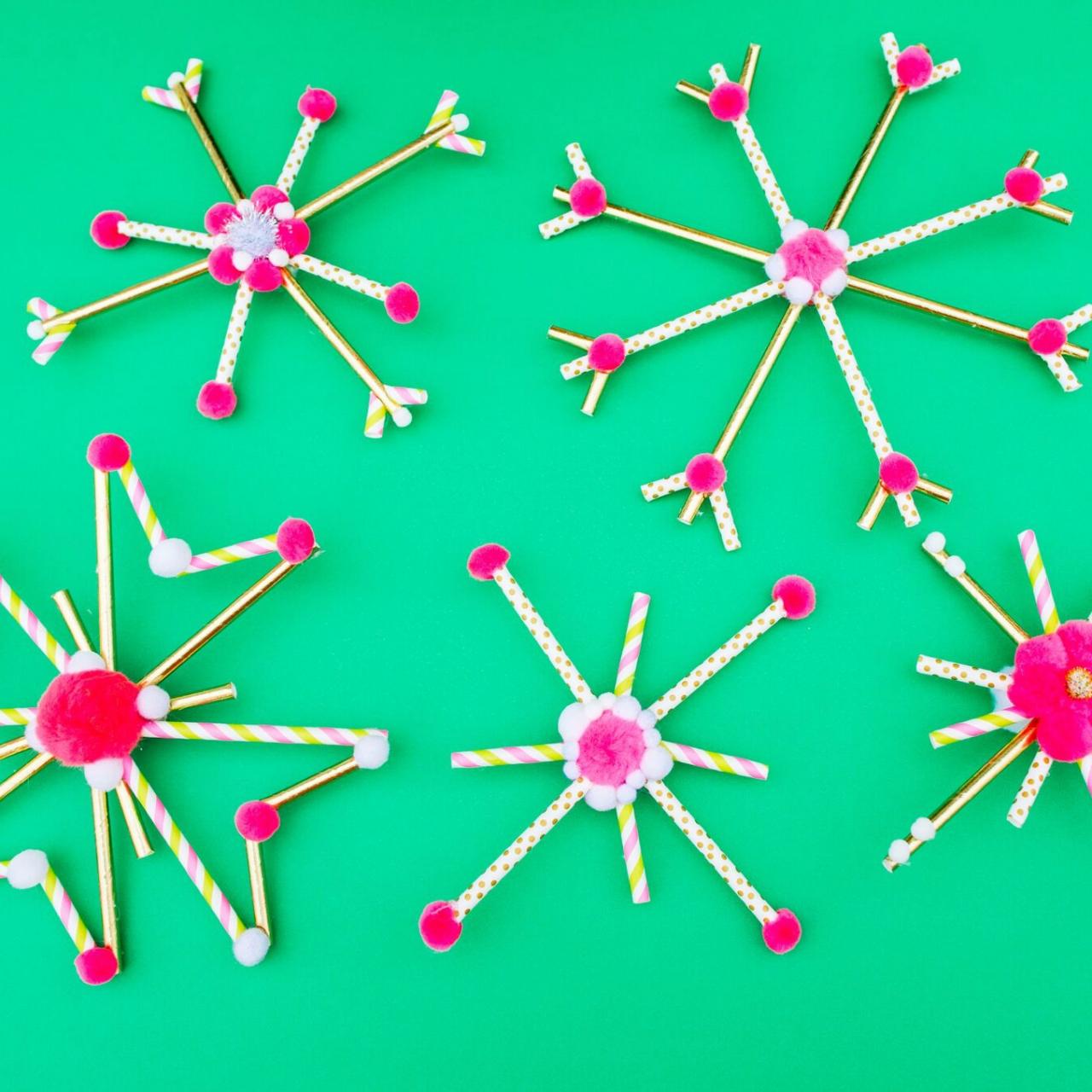 Paper Straw Snowflake Cards - Our Kid Things