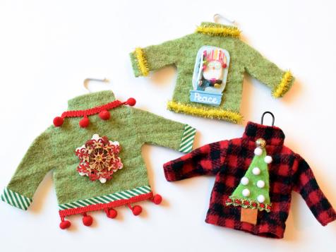 How to Make Mini Ugly Sweater Christmas Tree Ornaments