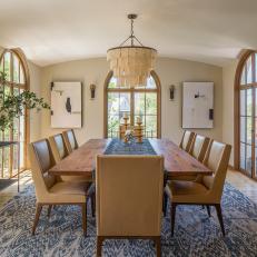 Spanish Mediterranean Dining Room With Ikat Rug
