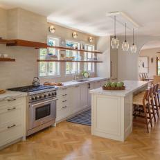 Neutral Contemporary Kitchen With Herringbone Floor