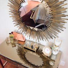 Art Deco Mirrored Vanity and Sunburst Mirror