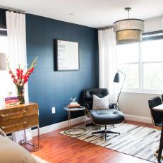 Midcentury Workspace in Blue Bedroom